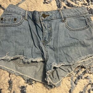 Forever 21 Light Blue Frayed Jean Shorts